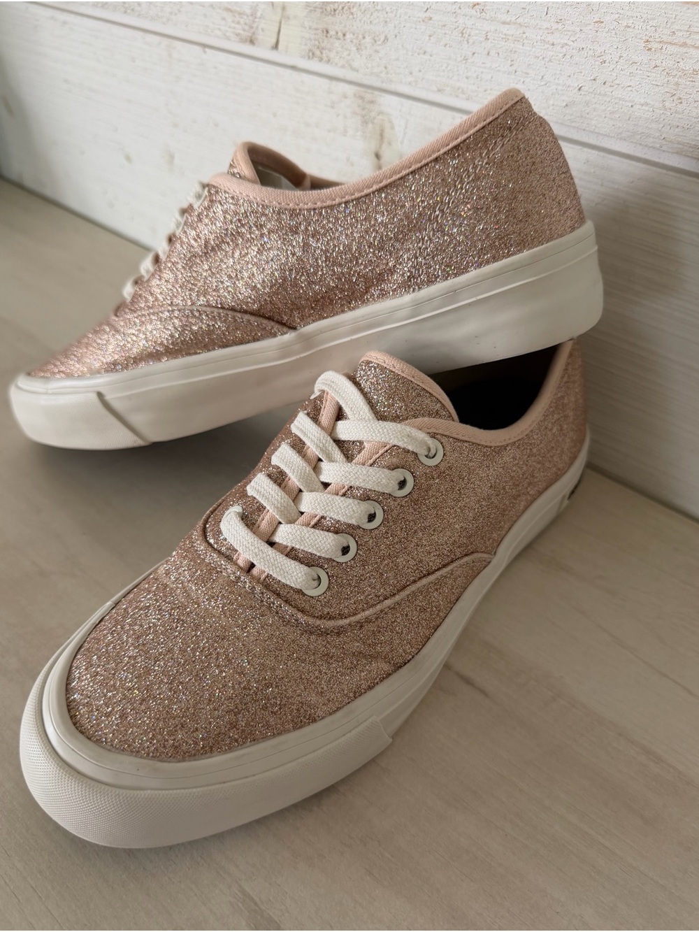 SeaVees J.Crew Sparkle Glitter Legend Sneakers Women’s Size 7.5 Rose Gold - Picture 3 of 11